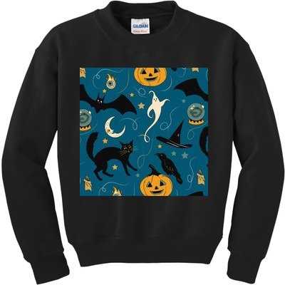 Halloween Spooky Ghost Pattern Kids Sweatshirt
