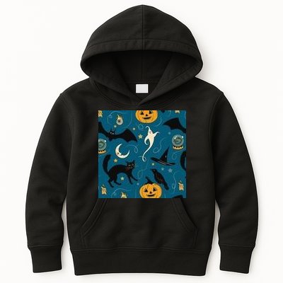 Halloween Spooky Ghost Pattern Kids Hoodie