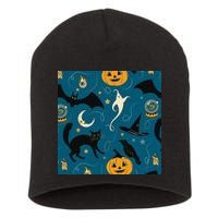 Halloween Spooky Ghost Pattern Short Acrylic Beanie
