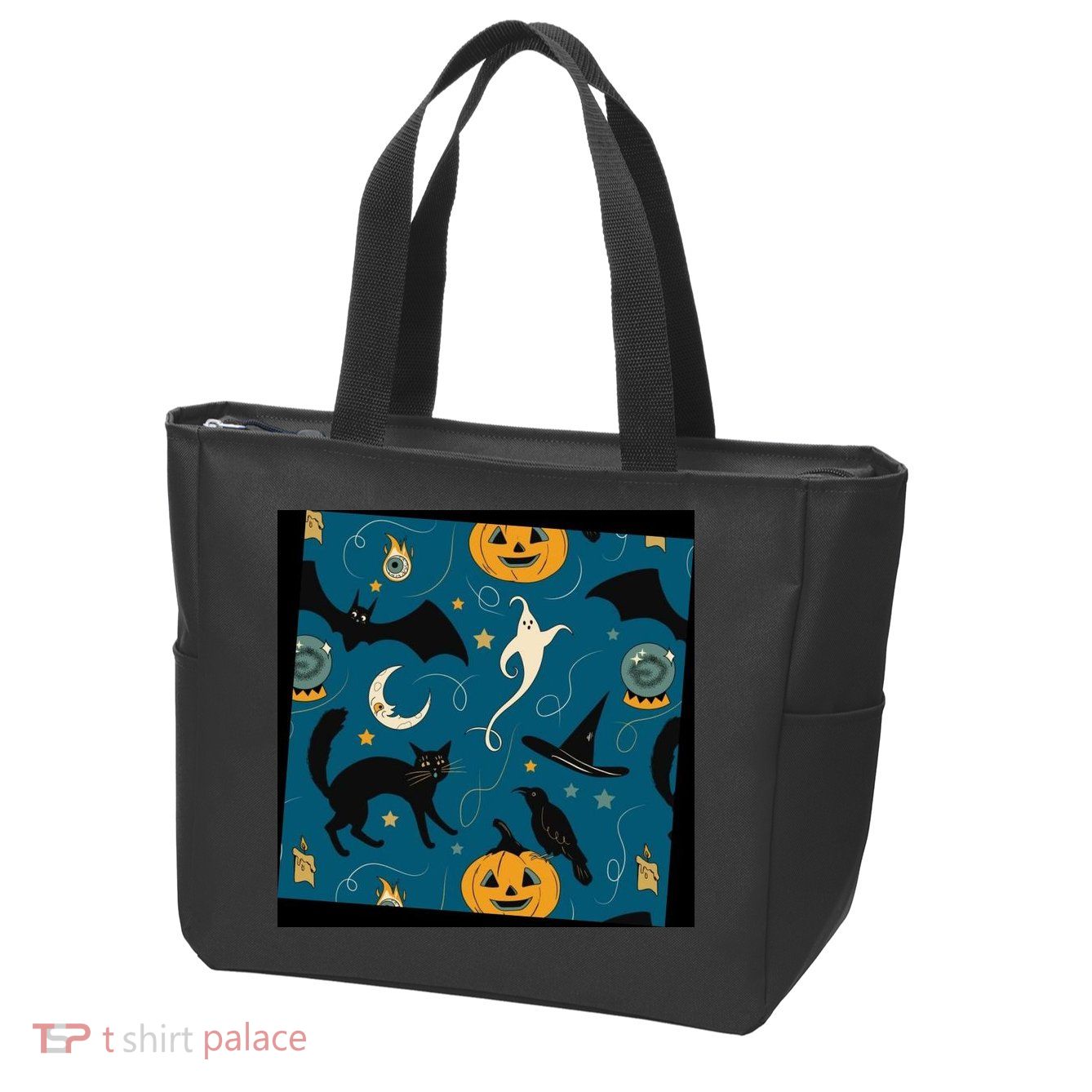 Halloween Spooky Ghost Pattern Zip Tote Bag