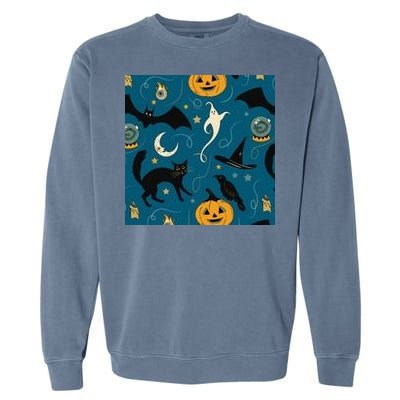 Halloween Spooky Ghost Pattern Garment-Dyed Sweatshirt