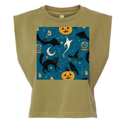 Halloween Spooky Ghost Pattern Garment-Dyed Women's Muscle Tee