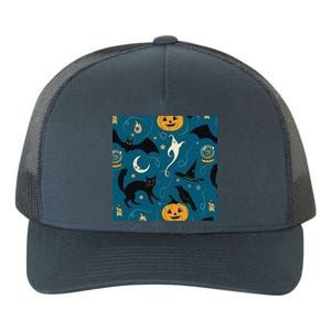 Halloween Spooky Ghost Pattern Yupoong Adult 5-Panel Trucker Hat