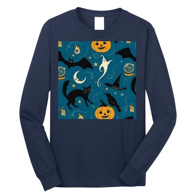 Halloween Spooky Ghost Pattern Long Sleeve Shirt