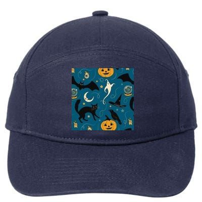 Halloween Spooky Ghost Pattern 7-Panel Snapback Hat