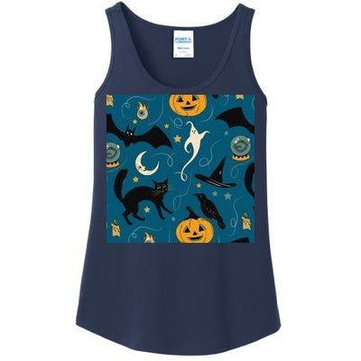 Halloween Spooky Ghost Pattern Ladies Essential Tank