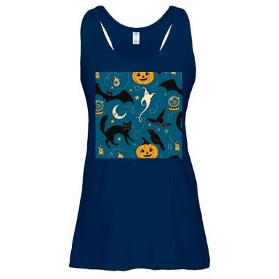 Halloween Spooky Ghost Pattern Ladies Essential Flowy Tank