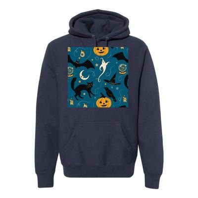 Halloween Spooky Ghost Pattern Premium Hoodie