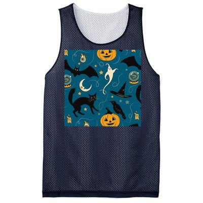 Halloween Spooky Ghost Pattern Mesh Reversible Basketball Jersey Tank