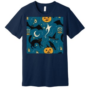 Halloween Spooky Ghost Pattern Premium T-Shirt