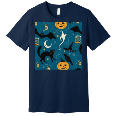 Halloween Spooky Ghost Pattern Premium T-Shirt