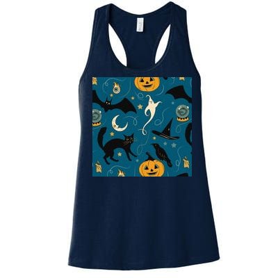 Halloween Spooky Ghost Pattern Women's Racerback Tank