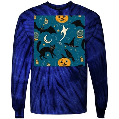 Halloween Spooky Ghost Pattern Tie-Dye Long Sleeve Shirt