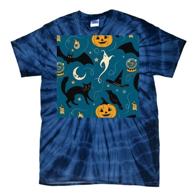 Halloween Spooky Ghost Pattern Tie-Dye T-Shirt