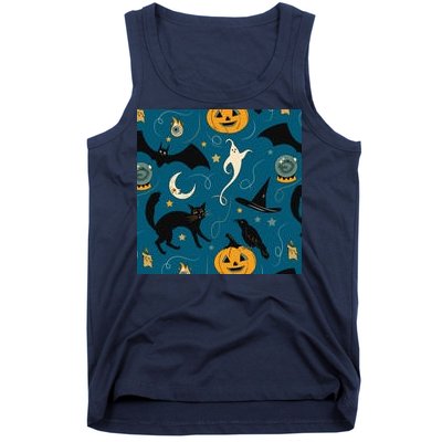 Halloween Spooky Ghost Pattern Tank Top