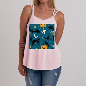 Halloween Spooky Ghost Pattern Women's Strappy Tank