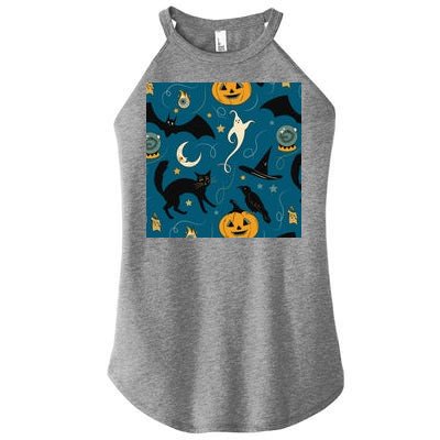 Halloween Spooky Ghost Pattern Women's Perfect Tri Rocker Tank