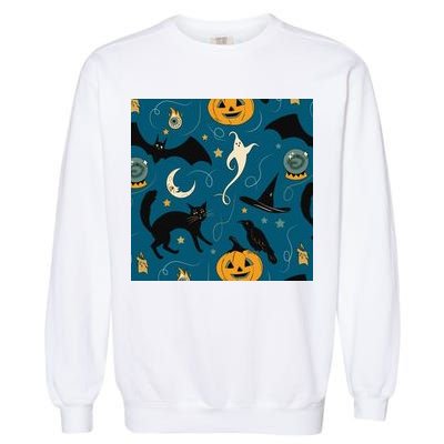 Halloween Spooky Ghost Pattern Garment-Dyed Sweatshirt