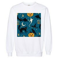 Halloween Spooky Ghost Pattern Garment-Dyed Sweatshirt