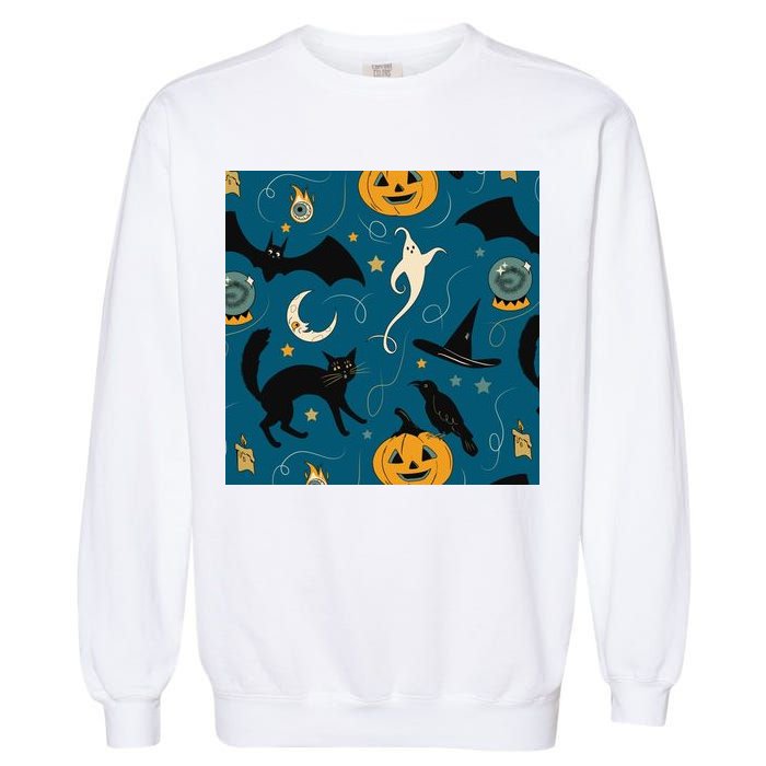 Halloween Spooky Ghost Pattern Garment-Dyed Sweatshirt