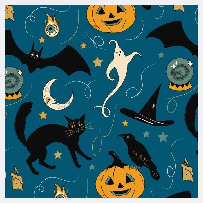 Halloween Spooky Ghost Pattern Garment-Dyed Sweatshirt