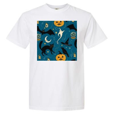 Halloween Spooky Ghost Pattern Garment-Dyed Heavyweight T-Shirt