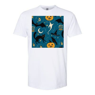 Halloween Spooky Ghost Pattern Softstyle CVC T-Shirt