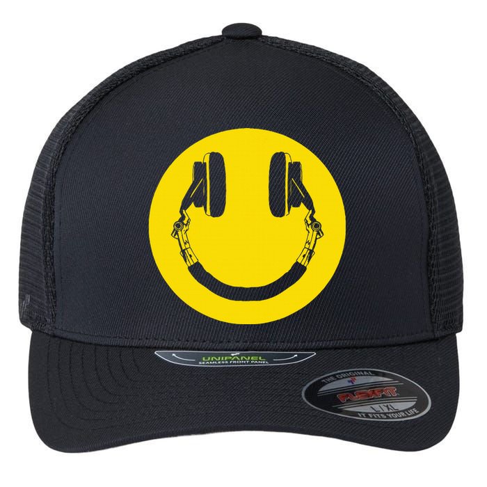 Headphones Smile Grunge Music Music Lover Flexfit Unipanel Trucker Cap