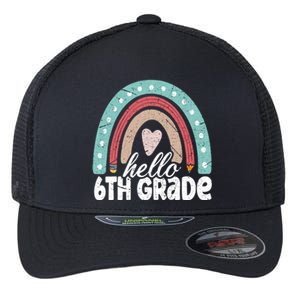 Hello Sixth Grade Back To School 6Th Grade Teacher Rainbow Cute Gift Flexfit Unipanel Trucker Cap