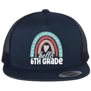 Hello Sixth Grade Back To School 6Th Grade Teacher Rainbow Cute Gift Flat Bill Trucker Hat