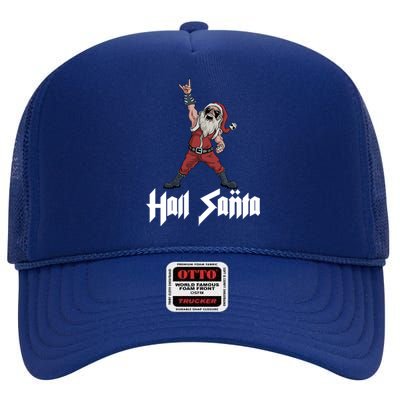 Hail Santa Gift High Crown Mesh Back Trucker Hat