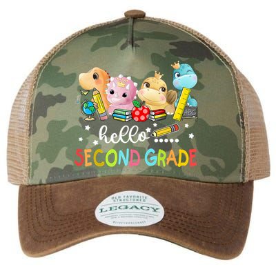 Hello Second Grade Crew Dinosaur First Day Teacher Gift Legacy Tie Dye Trucker Hat