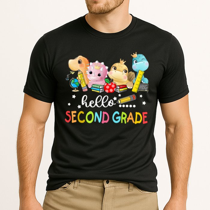Hello Second Grade Crew Dinosaur First Day Teacher Gift Cooling Performance Crew T-Shirt