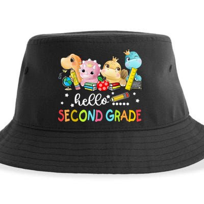 Hello Second Grade Crew Dinosaur First Day Teacher Gift Sustainable Bucket Hat