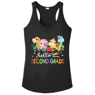 Hello Second Grade Crew Dinosaur First Day Teacher Gift Ladies PosiCharge Competitor Racerback Tank