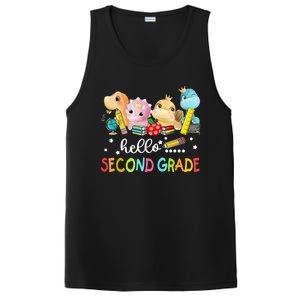 Hello Second Grade Crew Dinosaur First Day Teacher Gift PosiCharge Competitor Tank