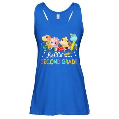 Hello Second Grade Crew Dinosaur First Day Teacher Gift Ladies Essential Flowy Tank