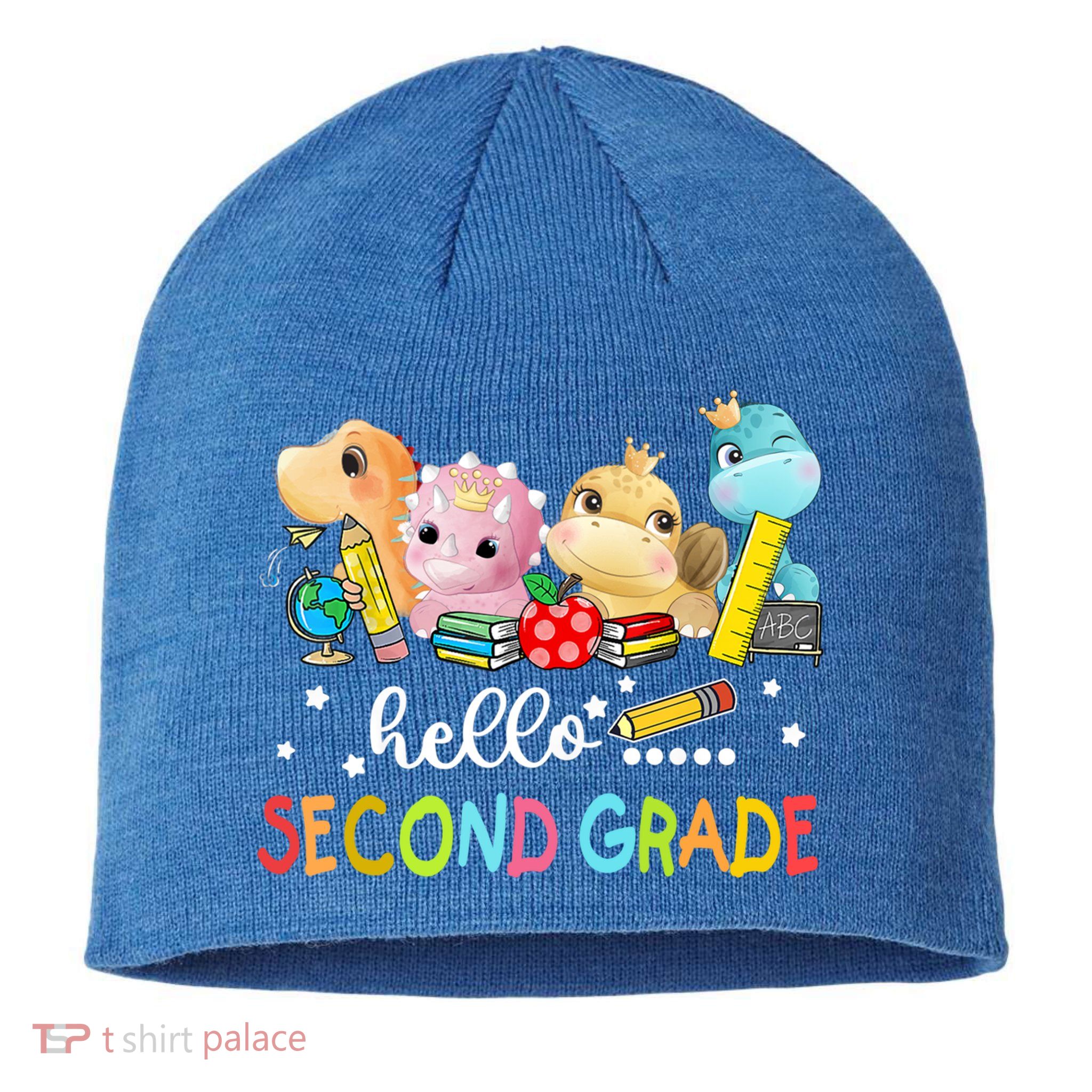 Hello Second Grade Crew Dinosaur First Day Teacher Gift Sustainable Beanie