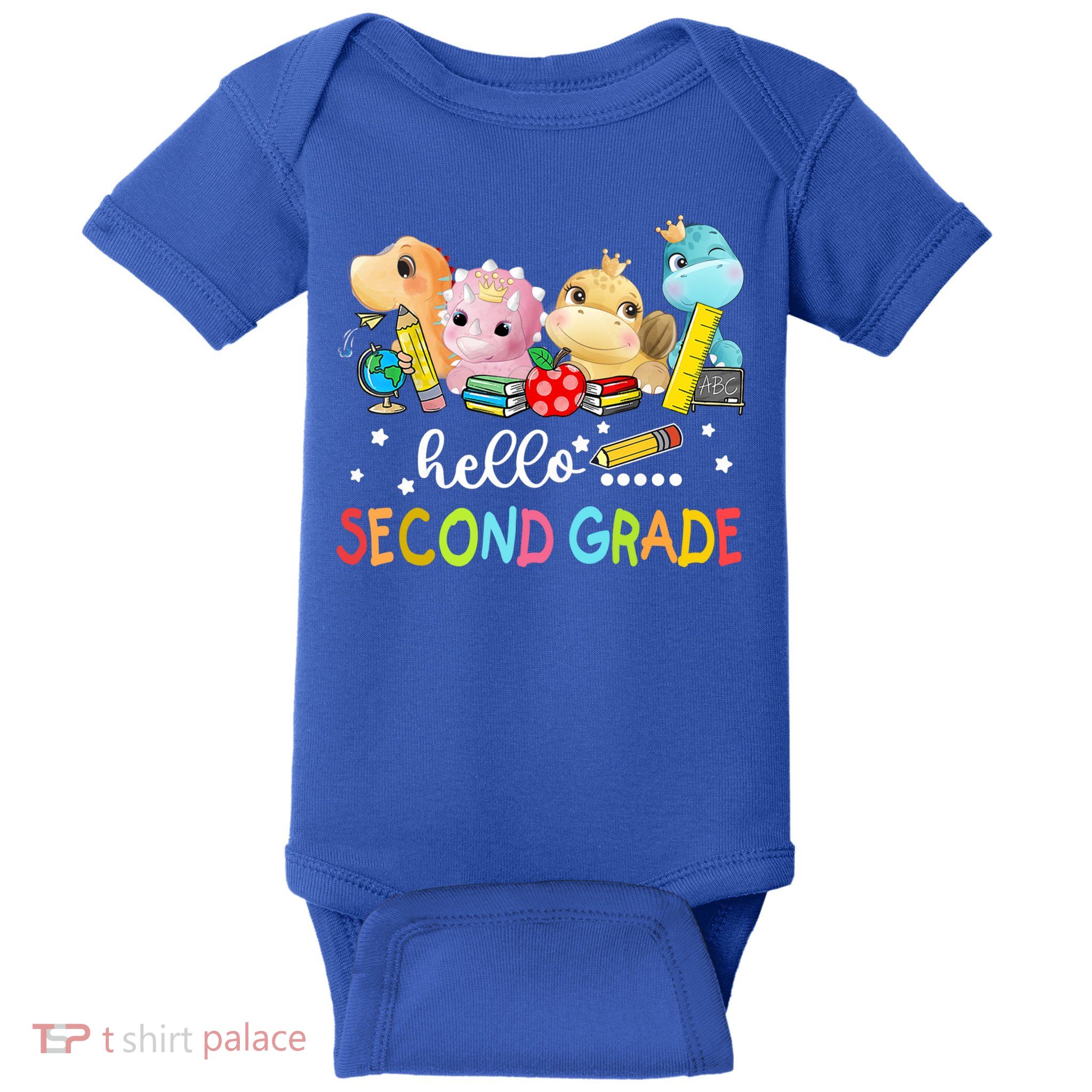 Hello Second Grade Crew Dinosaur First Day Teacher Gift Baby Bodysuit