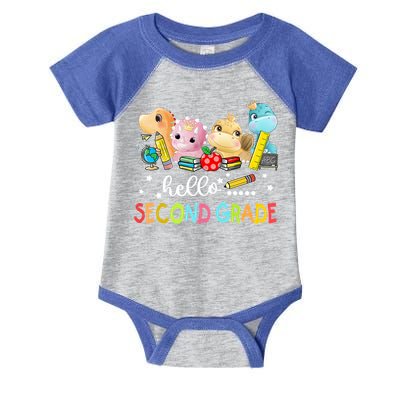 Hello Second Grade Crew Dinosaur First Day Teacher Gift Infant Baby Jersey Bodysuit