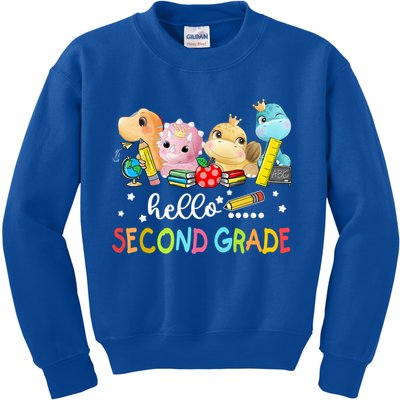 Hello Second Grade Crew Dinosaur First Day Teacher Gift Kids Sweatshirt