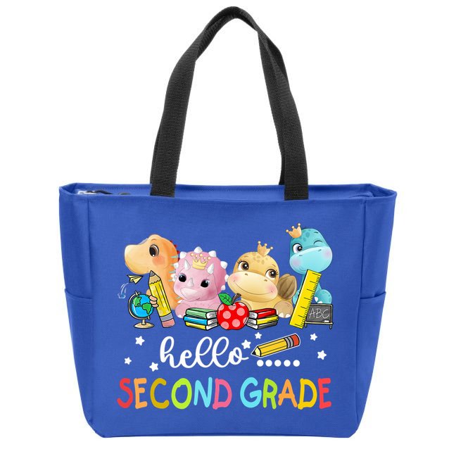 Hello Second Grade Crew Dinosaur First Day Teacher Gift Zip Tote Bag