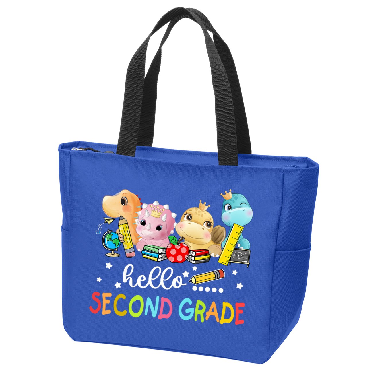 Hello Second Grade Crew Dinosaur First Day Teacher Gift Zip Tote Bag