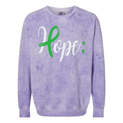 Hope Semicolon Green Ribbon Mental Health Awareness Colorblast Crewneck Sweatshirt