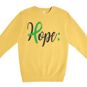 Hope Semicolon Green Ribbon Mental Health Awareness Premium Crewneck Sweatshirt