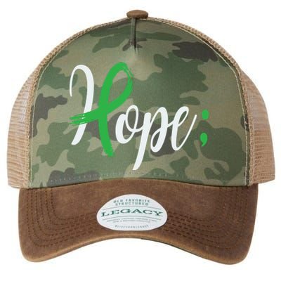 Hope Semicolon Green Ribbon Mental Health Awareness Legacy Tie Dye Trucker Hat