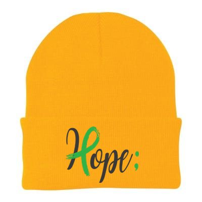 Hope Semicolon Green Ribbon Mental Health Awareness Knit Cap Winter Beanie