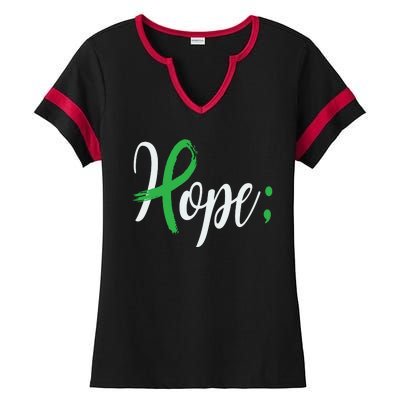 Hope Semicolon Green Ribbon Mental Health Awareness Ladies Halftime Notch Neck Tee