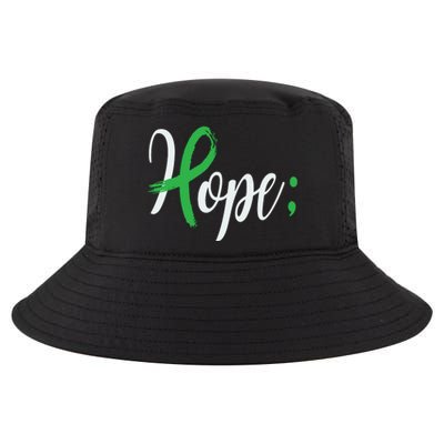 Hope Semicolon Green Ribbon Mental Health Awareness Cool Comfort Performance Bucket Hat