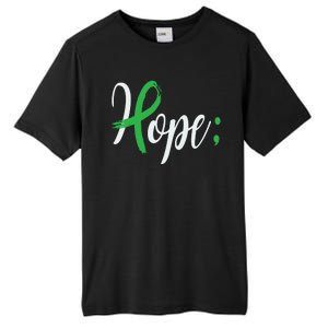 Hope Semicolon Green Ribbon Mental Health Awareness Tall Fusion ChromaSoft Performance T-Shirt